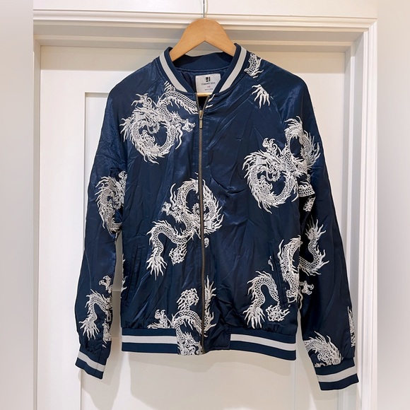 Standard Issue Other - Standard issue navy baseball style bomber jacket with embroidered dragons XS